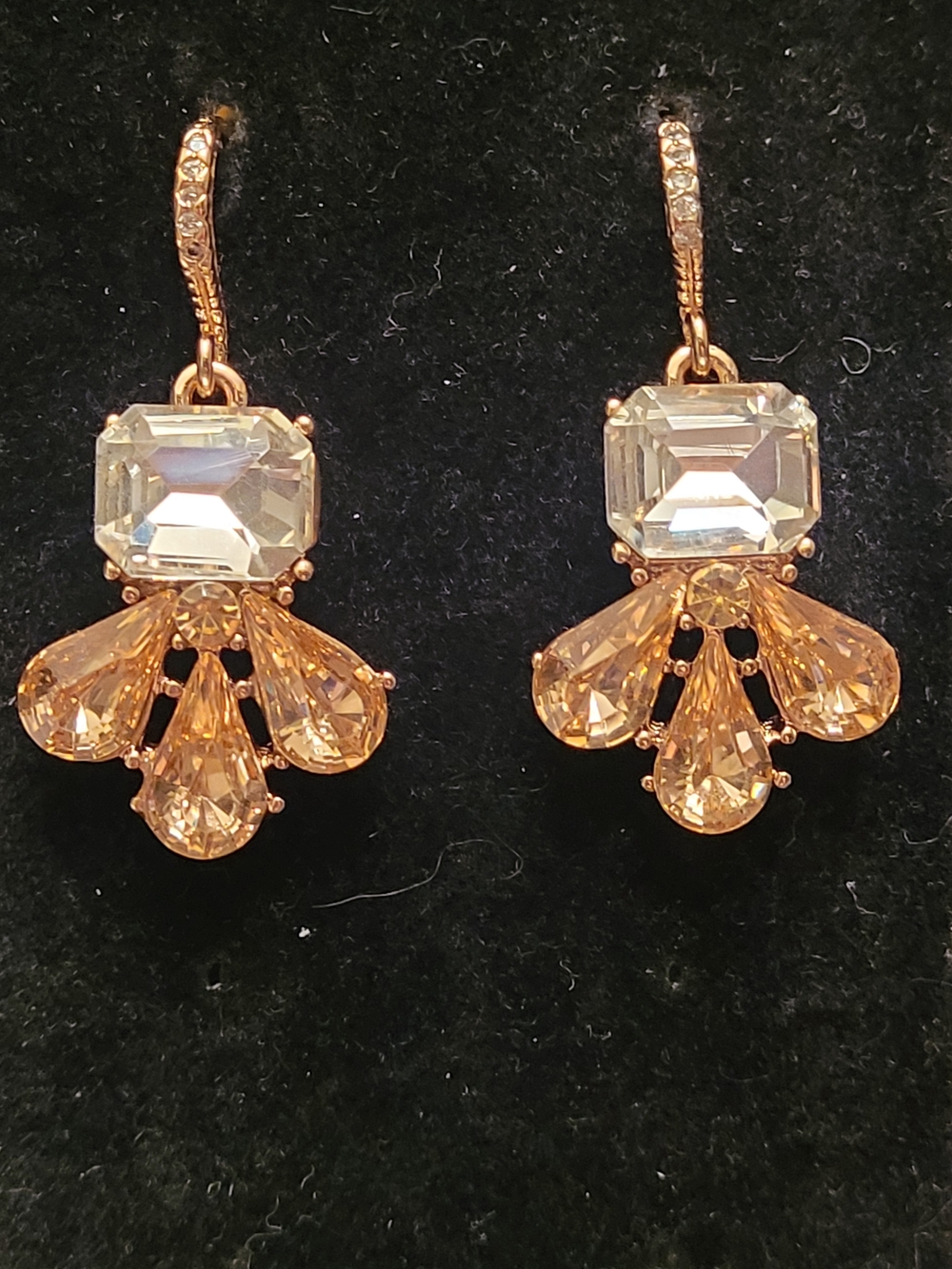 Gold-Tone Champagne Crystal Drop Earrings